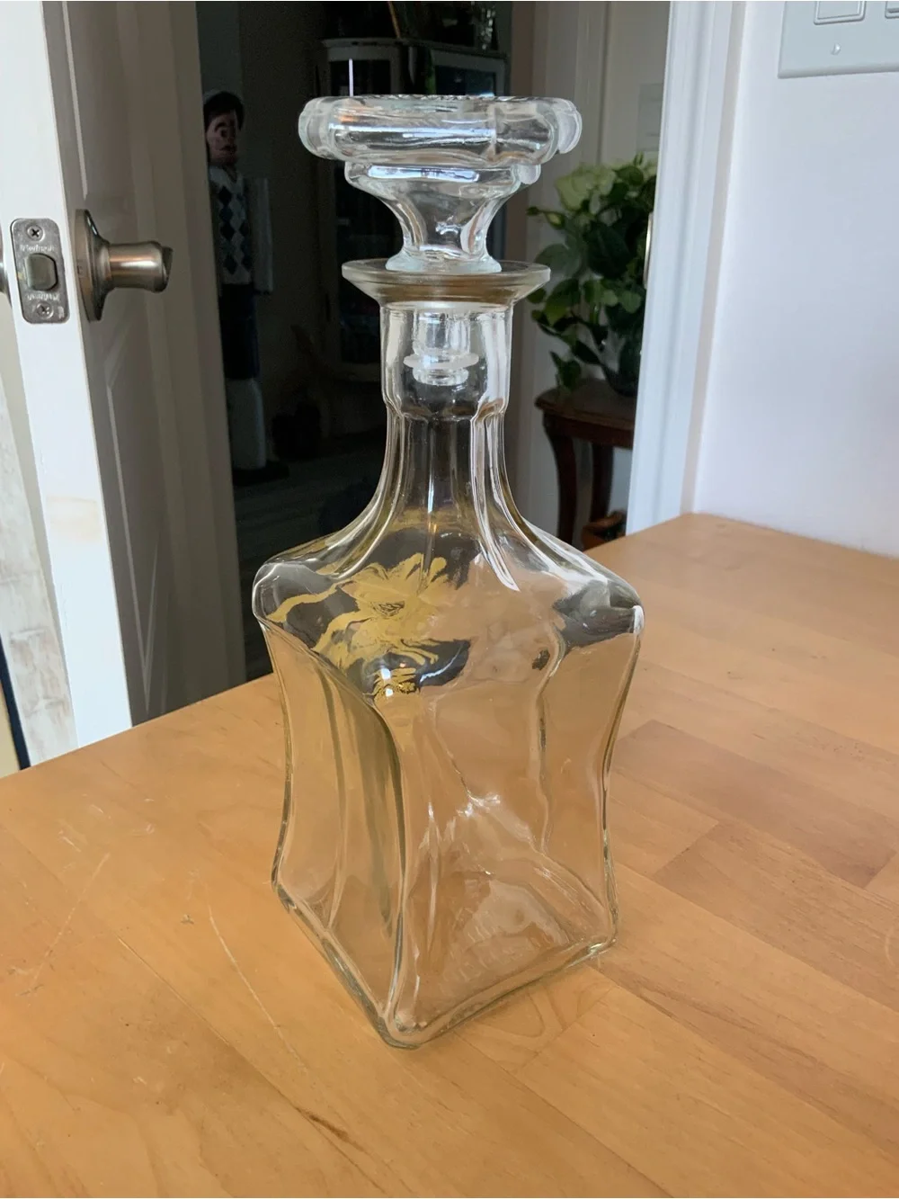 Clear Glass Bourbon Decanter with Gold Eagle Accent
